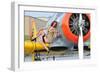 1940's Style Pin-Up Girl Posing on a T-6 Texan Training Aircraft-null-Framed Premium Photographic Print