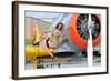 1940's Style Pin-Up Girl Posing on a T-6 Texan Training Aircraft-null-Framed Photographic Print