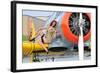 1940's Style Pin-Up Girl Posing on a T-6 Texan Training Aircraft-null-Framed Photographic Print