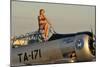 1940's Style Pin-Up Girl Sitting on the Cockpit of a World War II T-6 Texan-null-Mounted Photographic Print