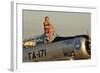 1940's Style Pin-Up Girl Sitting on the Cockpit of a World War II T-6 Texan-null-Framed Photographic Print