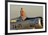 1940's Style Pin-Up Girl Sitting on the Cockpit of a World War II T-6 Texan-null-Framed Photographic Print