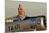 1940's Style Pin-Up Girl Sitting on the Cockpit of a World War II T-6 Texan-null-Mounted Photographic Print
