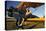 1940's Style Pin-Up Girl Sitting on the Wing of a Stearman Biplane-null-Stretched Canvas