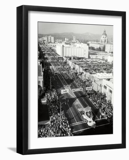 1940s-1950s Aerial View Tournament of Roses Parade Pasadena, California-null-Framed Photographic Print