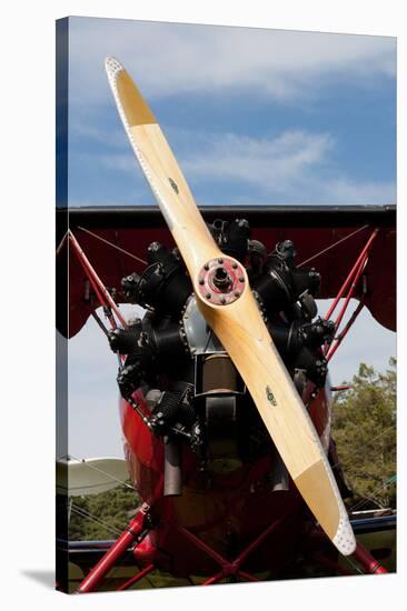 1940s Biplane Wooden Propellor Engine Photo Poster-null-Stretched Canvas