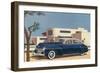 1940s Blue Sedan Automobile-null-Framed Art Print