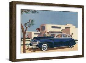 1940s Blue Sedan Automobile-null-Framed Art Print