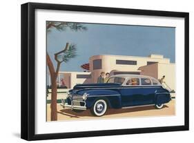 1940s Blue Sedan Automobile-null-Framed Art Print