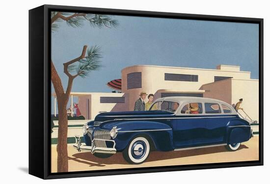 1940s Blue Sedan Automobile-null-Framed Stretched Canvas