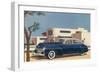 1940s Blue Sedan Automobile-null-Framed Premium Giclee Print