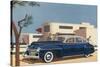 1940s Blue Sedan Automobile-null-Stretched Canvas