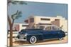 1940s Blue Sedan Automobile-null-Mounted Art Print