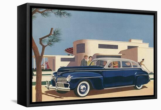 1940s Blue Sedan Automobile-null-Framed Stretched Canvas