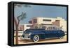 1940s Blue Sedan Automobile-null-Framed Stretched Canvas