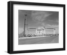 1940s Capitol Building with Oil Derrick in Foreground Oklahoma City-null-Framed Photographic Print