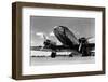 1940s DOMESTIC PROPELLER PASSENGER AIRPLANE DUAL ENGINE LANDING GEAR NOSE AND PARTIAL WINGS VISIBLE-H. Armstrong Roberts-Framed Photographic Print