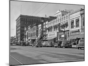 1940s Kansas Street Shopping District Cars Shops Storefronts Topeka Kansas-null-Mounted Premium Photographic Print