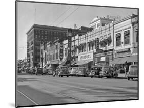 1940s Kansas Street Shopping District Cars Shops Storefronts Topeka Kansas-null-Mounted Photographic Print