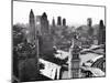 1940s LOOKING SW FROM TRIBUNE TOWER WACKER DRIVE ALONG CHICAGO RIVER WRIGLEY BUILDING TOWER IN F...-Panoramic Images-Mounted Photographic Print