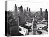 1940s LOOKING SW FROM TRIBUNE TOWER WACKER DRIVE ALONG CHICAGO RIVER WRIGLEY BUILDING TOWER IN F...-Panoramic Images-Stretched Canvas