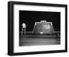 1940s MARQUEE SIGN FOR DRIVE-IN MOVIE THEATER LIT UP AT NIGHT-Panoramic Images-Framed Photographic Print