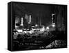 1940s Night Street Scene West 52nd Street Lights from Numerous Clubs and Nightclubs New York-null-Framed Stretched Canvas