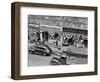1940s Store Fronts Decorated with Parade Bunting Main Street 82nd Street Jackson Heights Queens-null-Framed Photographic Print