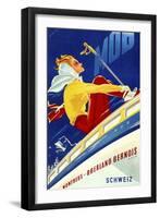 1940s Swiss Rail Ski Travel poster-Vintage Lavoie-Framed Giclee Print
