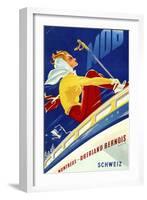 1940s Swiss Rail Ski Travel poster-Vintage Lavoie-Framed Giclee Print