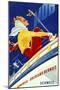 1940s Swiss Rail Ski Travel poster-Vintage Lavoie-Mounted Giclee Print
