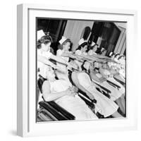 1940S Women Learning Facials and Beauty Techniques at a Beauty School-Nina Leen-Framed Photographic Print