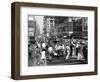 1940s WWII Wartime Pedestrians Traffic Two Sailors Recruiting Station Times Square-null-Framed Photographic Print