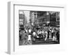 1940s WWII Wartime Pedestrians Traffic Two Sailors Recruiting Station Times Square-null-Framed Photographic Print
