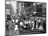 1940s WWII Wartime Pedestrians Traffic Two Sailors Recruiting Station Times Square-null-Mounted Photographic Print