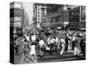 1940s WWII Wartime Pedestrians Traffic Two Sailors Recruiting Station Times Square-null-Stretched Canvas