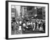 1940s WWII Wartime Pedestrians Traffic Two Sailors Recruiting Station Times Square-null-Framed Photographic Print