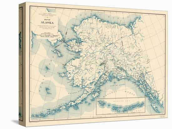 1941, Alaska State Map, Alaska, United States-null-Stretched Canvas