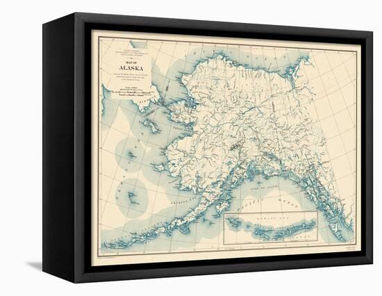 1941, Alaska State Map, Alaska, United States-null-Framed Stretched Canvas