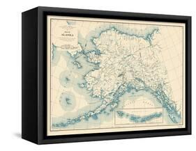 1941, Alaska State Map, Alaska, United States-null-Framed Stretched Canvas