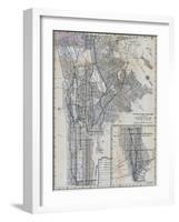 1941, Manhattan and The Bronx Map, New York, United States-null-Framed Giclee Print