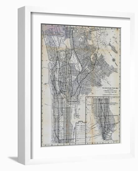 1941, Manhattan and The Bronx Map, New York, United States-null-Framed Giclee Print