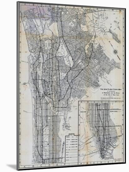 1941, Manhattan and The Bronx Map, New York, United States-null-Mounted Giclee Print