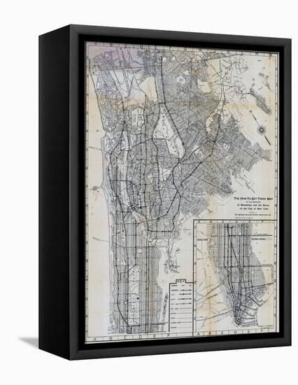 1941, Manhattan and The Bronx Map, New York, United States-null-Framed Stretched Canvas