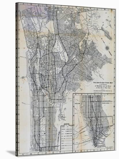 1941, Manhattan and The Bronx Map, New York, United States-null-Stretched Canvas