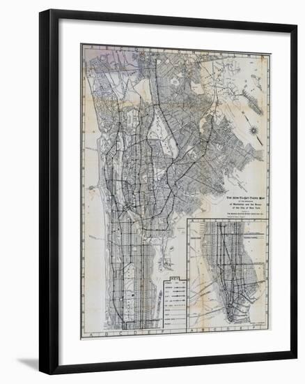 1941, Manhattan and The Bronx Map, New York, United States-null-Framed Giclee Print