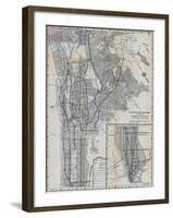 1941, Manhattan and The Bronx Map, New York, United States-null-Framed Giclee Print