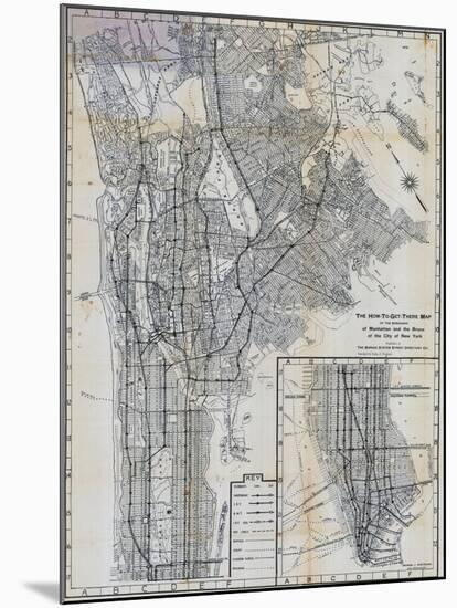 1941, Manhattan and The Bronx Map, New York, United States-null-Mounted Giclee Print