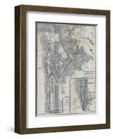 1941, Manhattan and The Bronx Map, New York, United States-null-Framed Giclee Print