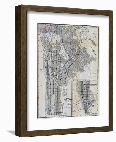 1941, Manhattan and The Bronx Map, New York, United States-null-Framed Giclee Print